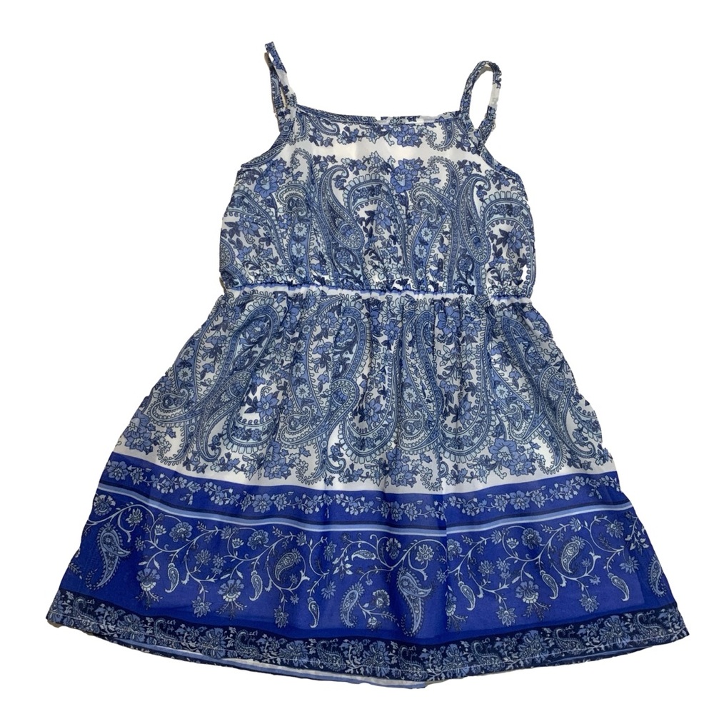 The Children's Place Blue Floral Paisley Spaghetti Strap Toddler Summer Dress
